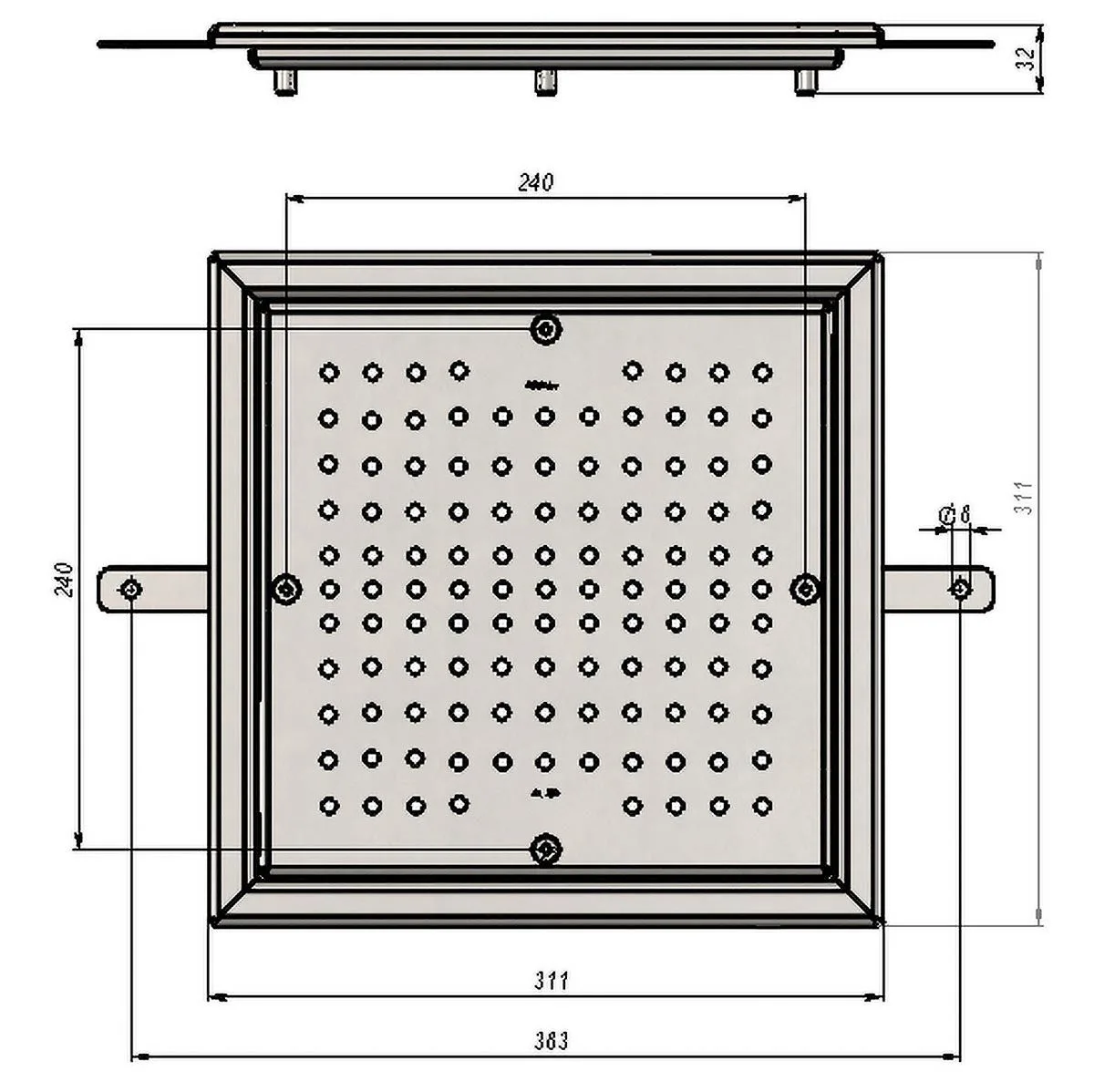 Решетка донного слива Aquaviva, 300*300мм, бетон, AISI-304 - фото 2