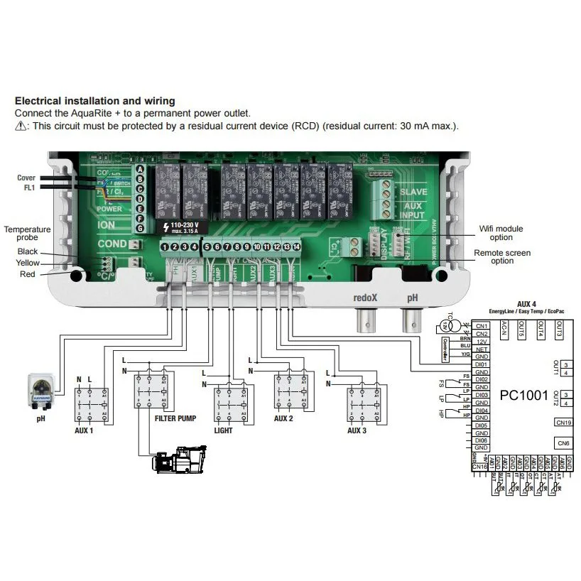 Станция контроля качества воды Hayward Aquarite Plus (110 м3, 22 г/ч) + Ph - фото 4