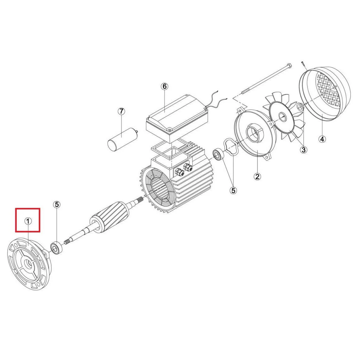 Передний фланец электродвигателя насоса Fiberpool BCP/BC/BCPG/BCG/BTP (MEC 112) - фото 2