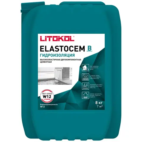 Гидроизоляция ELASTOCEM (А+B) компонент B (канистра) 8 л